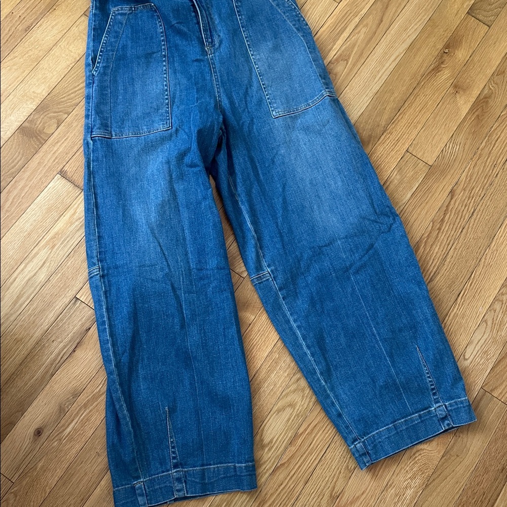 NWT  Anthro barrel leg Blue Denim Overalls - Picture 7 of 8